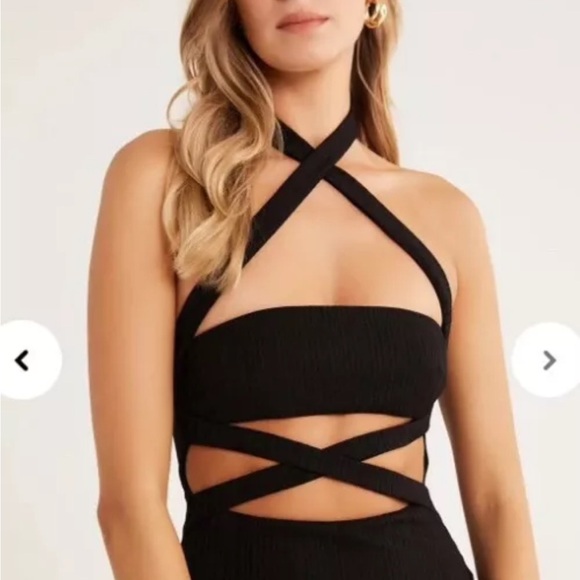 Rumer The Label x Revolve Black Sorrento Criss Cross Halter dress - Picture 2 of 3